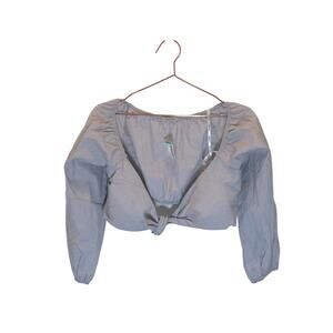 Papaya blue and White Crop Top Puffy Long Sleeves new with tag size small